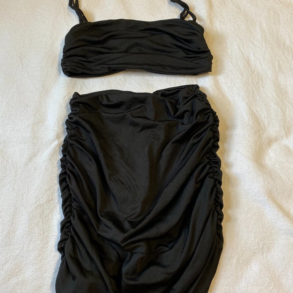 Two Piece Skirt Set Black Set Size medium